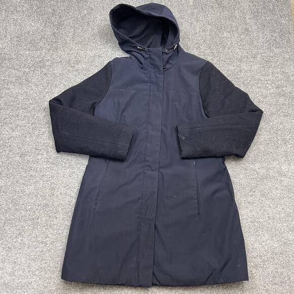 Pendleton Coat Womens Small Navy Blue Hooded Plaid Lined Wool Blend Parka Jacket - Picture 1 of 11